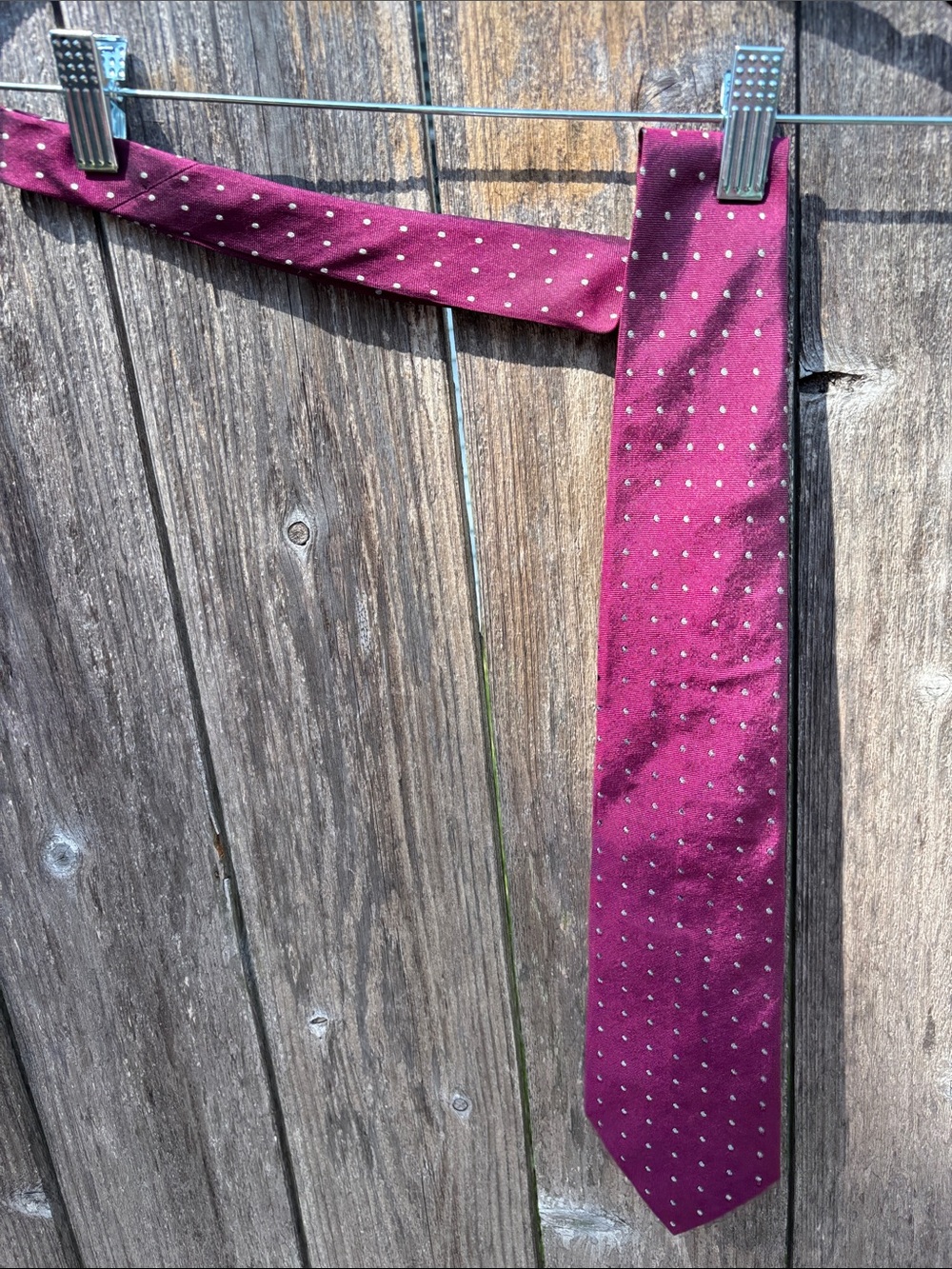 Ralph Lauren Maroon Mauve Dot Silk Tie